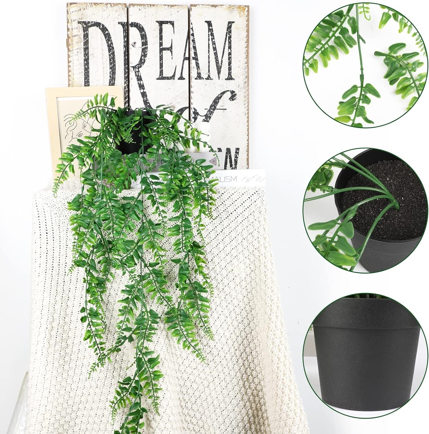 4 Plantas Colgantes Artificiales De Hiedra Falsa Para Decoración De Pared Hogar
