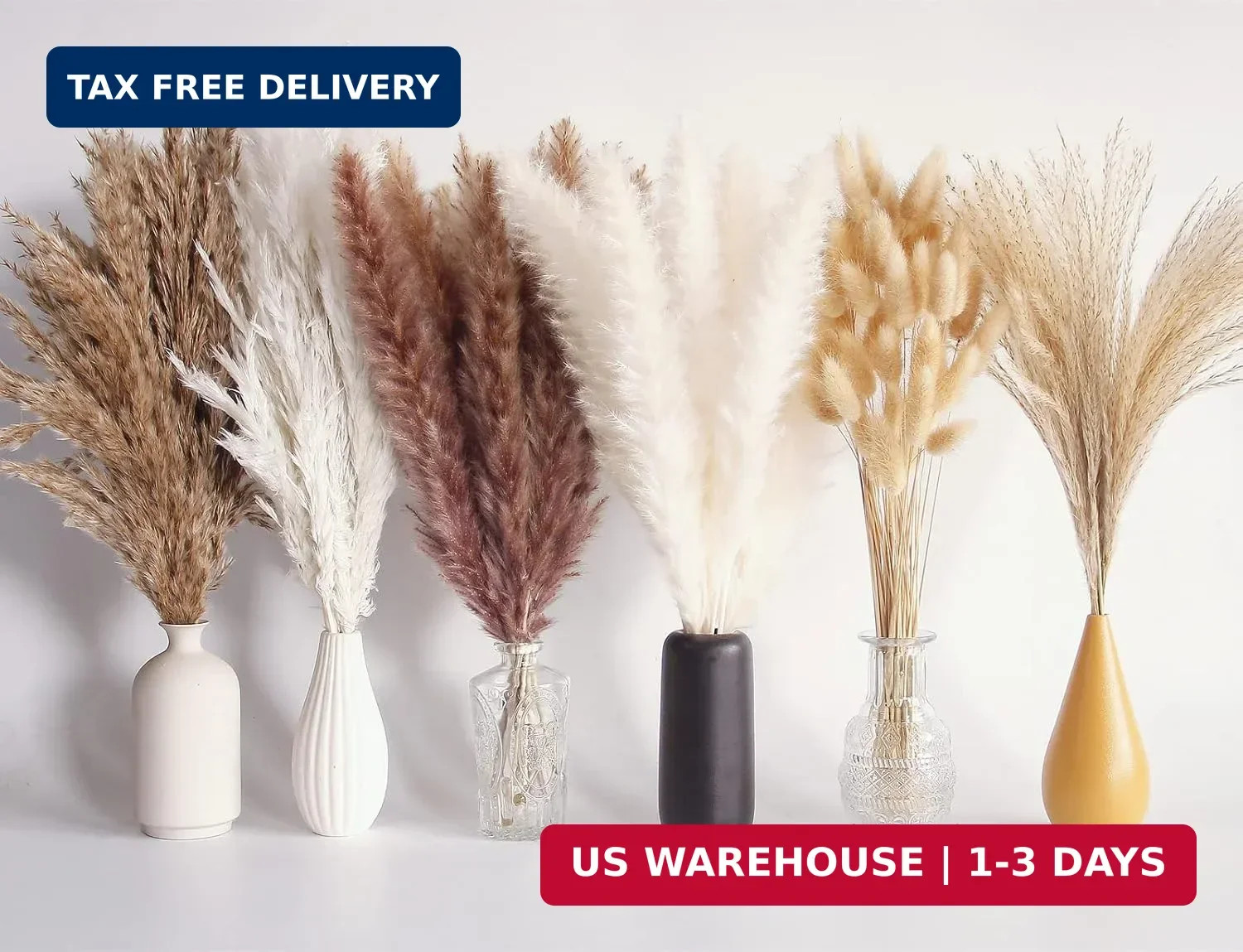 110 PCS Dried Pampas Grass Bouquet, Boho Table Decor, Bunny Tails Dried Flowers,