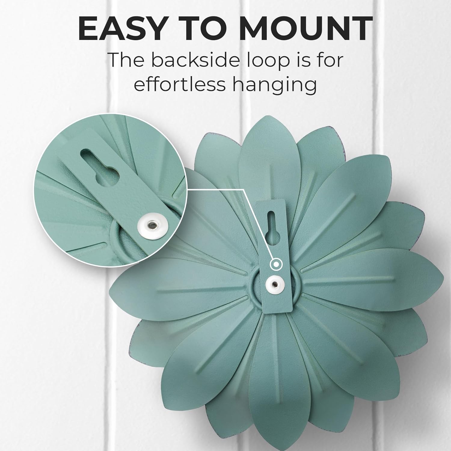 Succulent Metal Flowers Wall Decor – Green Hand Painted 3D Flower Art Decoration