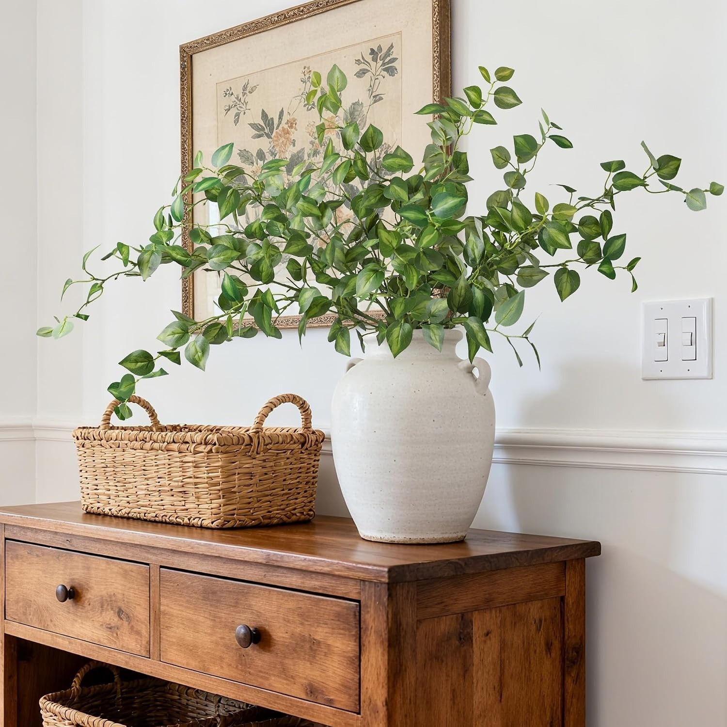 5pc Artificial Eucalyptus Leaves Stem 32.7″ Faux Greenery Branches Farmhouse DIY