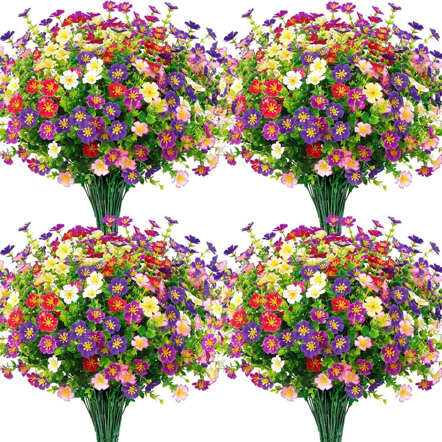 24pcs Faux Greenery: Durable, UV Resistant Flowers for Indoor & Outdoor Use