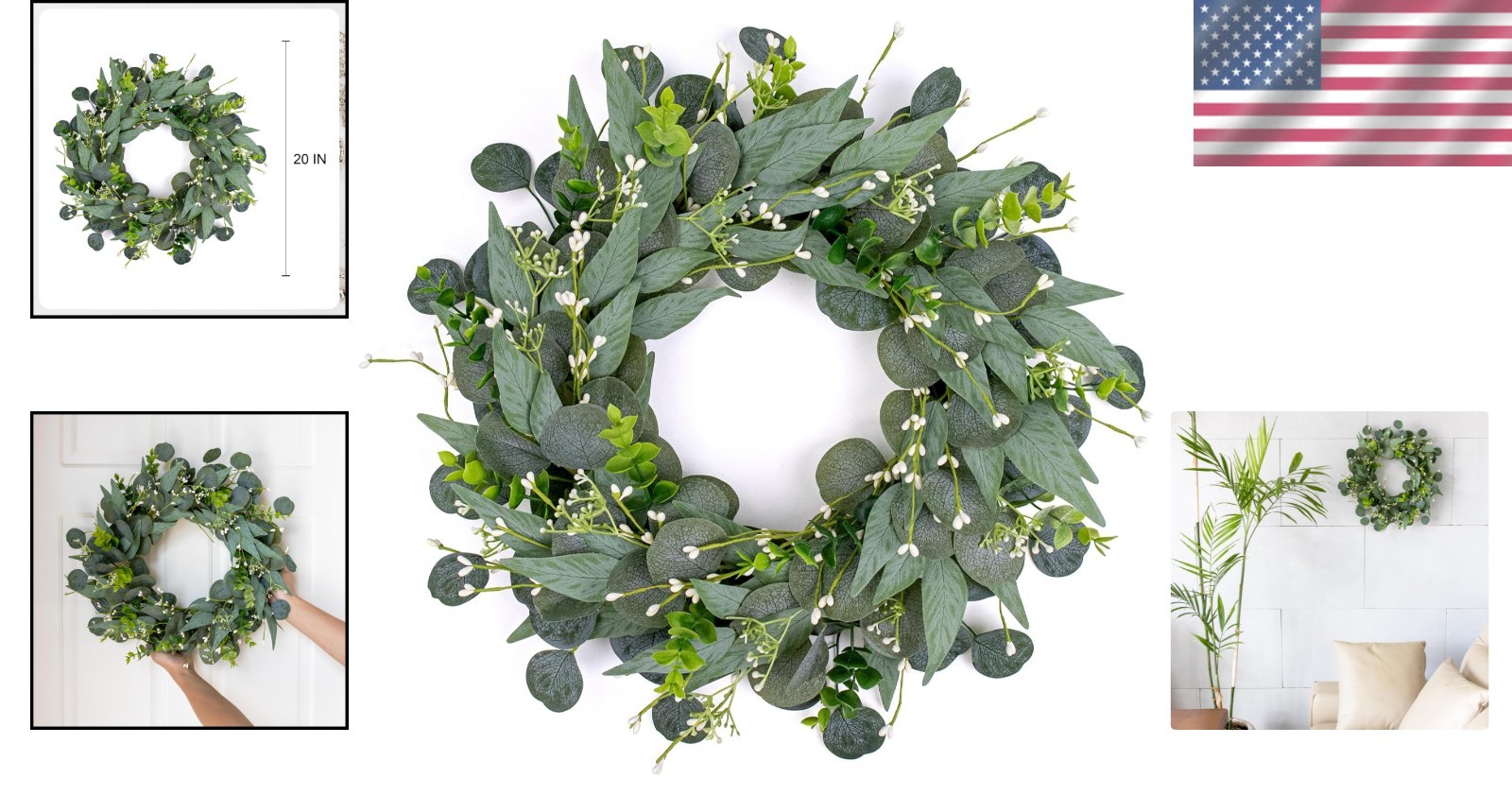 Versatile 20-Inch Green Wreath for Doors and Walls – Christmas & Spring Decor