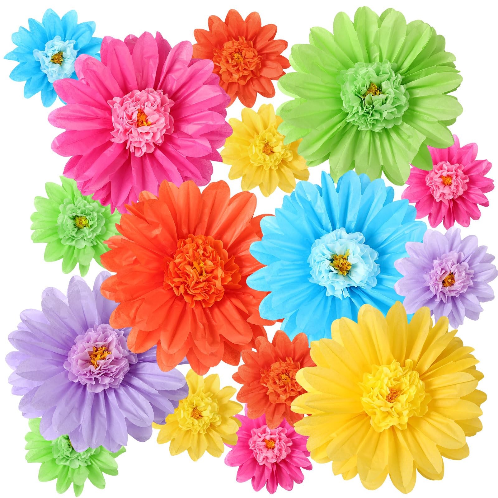 Tissue Paper Flowers 12 PCS Large Pastel 20/8 Inch Giant Rainbow Color