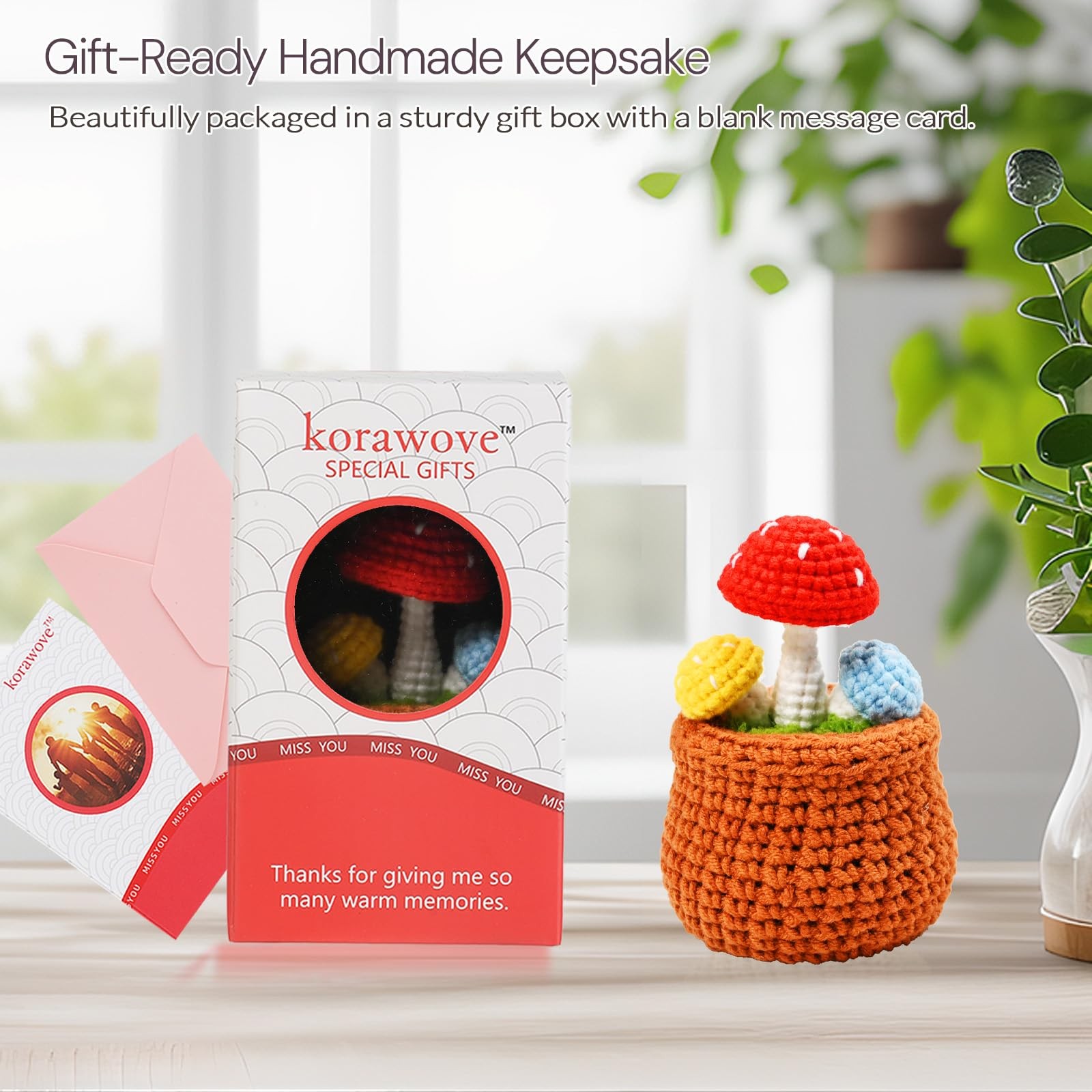 Crochet Mushroom Plant in Pot, Cottagecore Room Decor, Kawaii Crochet Desk De…