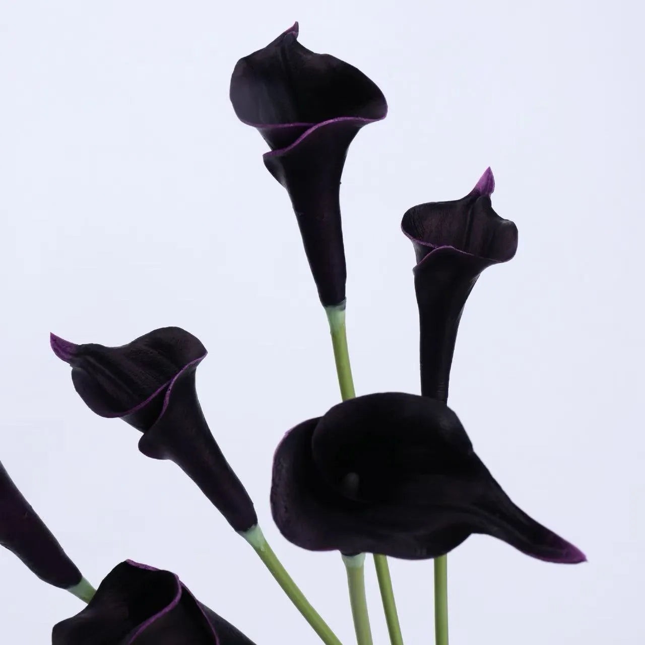 Bundle Of 3 Real Touch Faux Calla Lily Stem –Dark Purple 20.9″