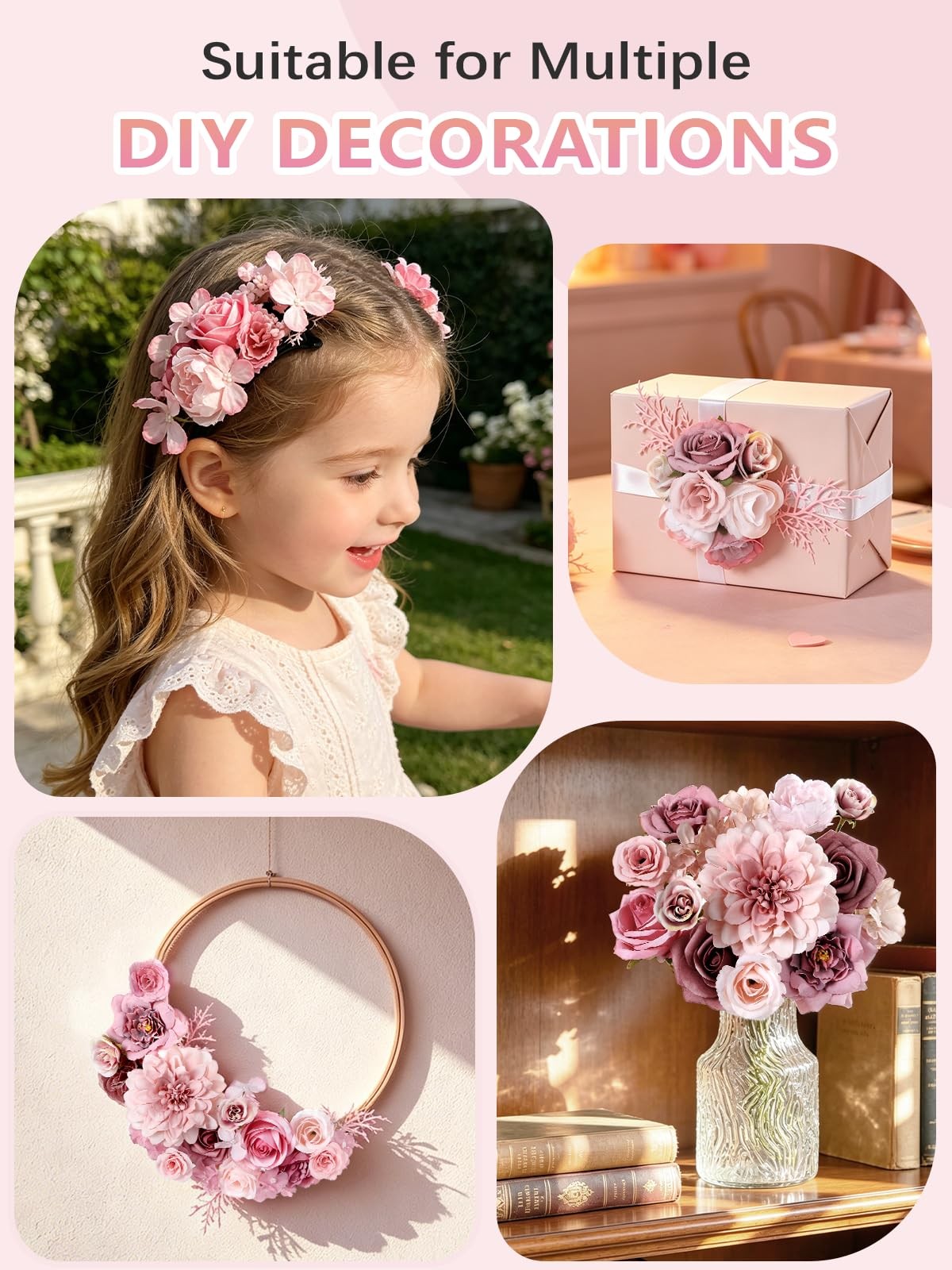 Artificial Flowers Combo Set Dusty Pink Silk Floral Arrangements for Wedding …
