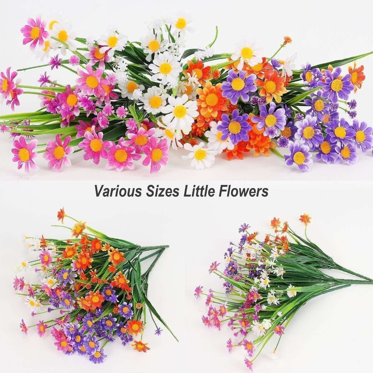 10Pack Artificial Flowers Fake Daisy Home Garden Colorful Plants Shrubs Decor