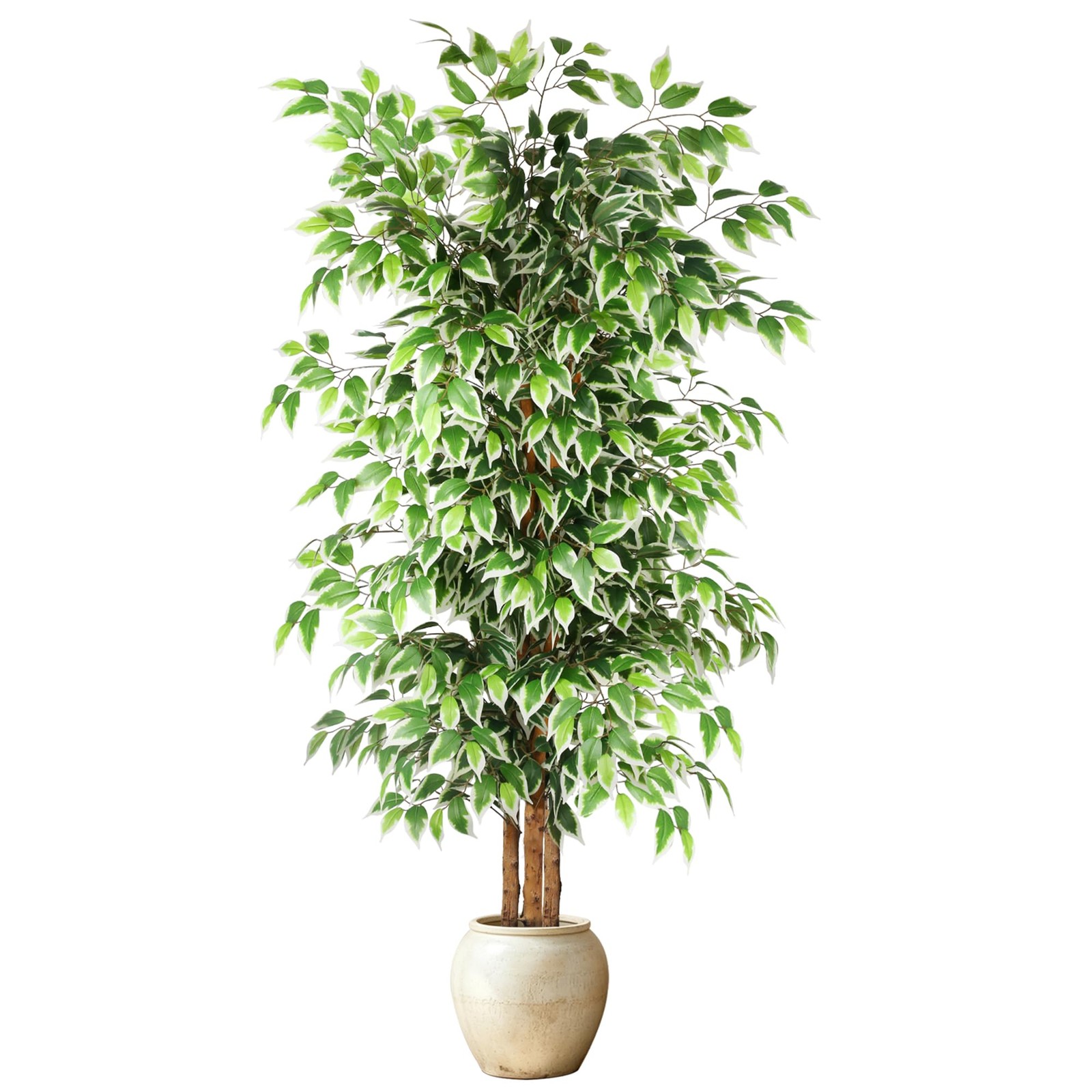 6ft Ficus Artificial Tree, Tall Faux Trees Indoor with Natural Trunk and Fake…