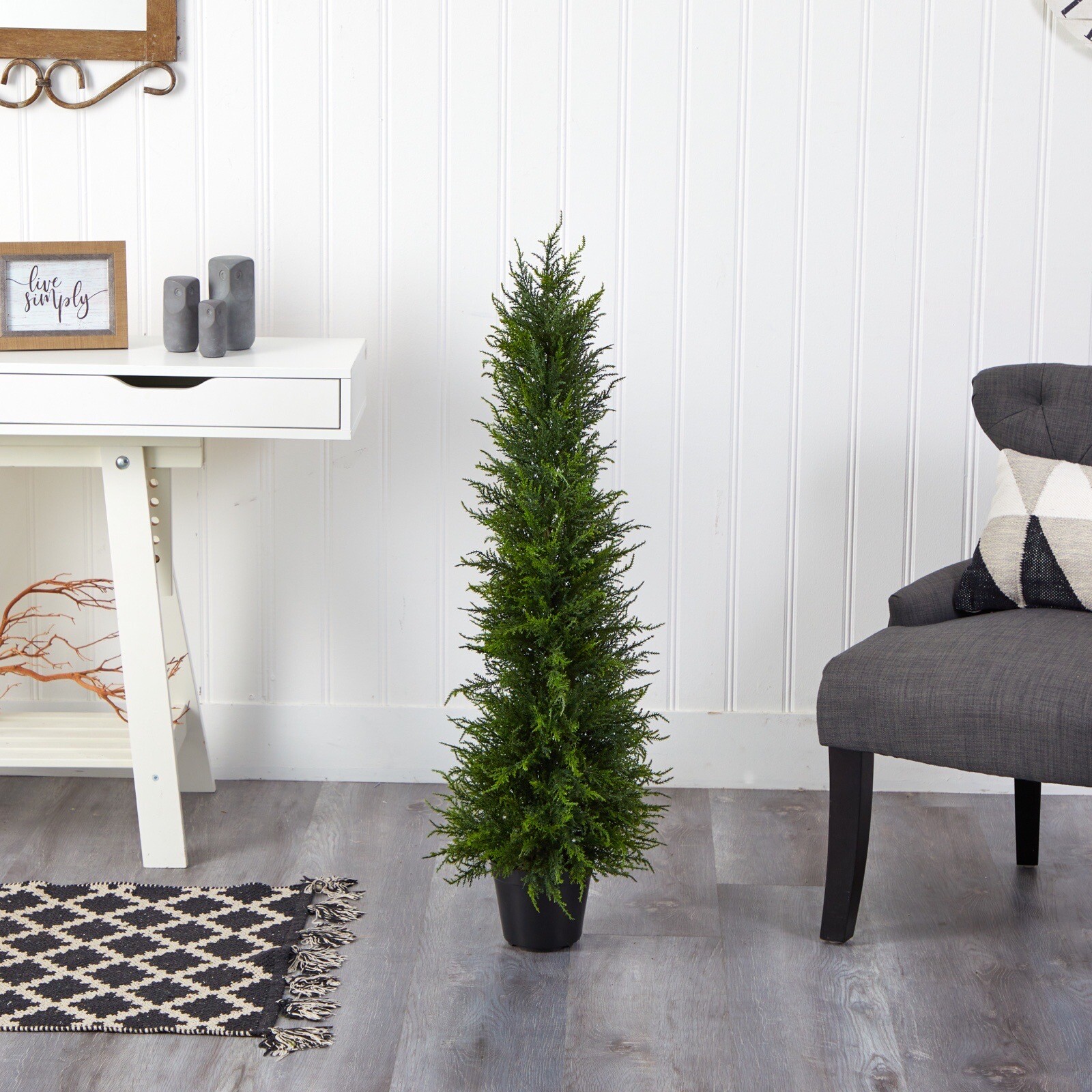 3.5’ Topiary Cedar Cypress Artificial Tree UV Indoor/Outdoor. Retail $92