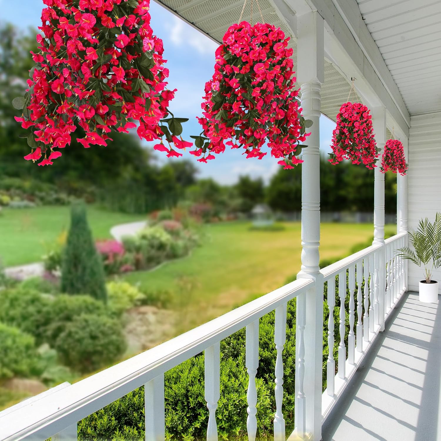 Artificial Fake Hanging Flowers Plants for Outdoor Outside Spring Summer Decorat
