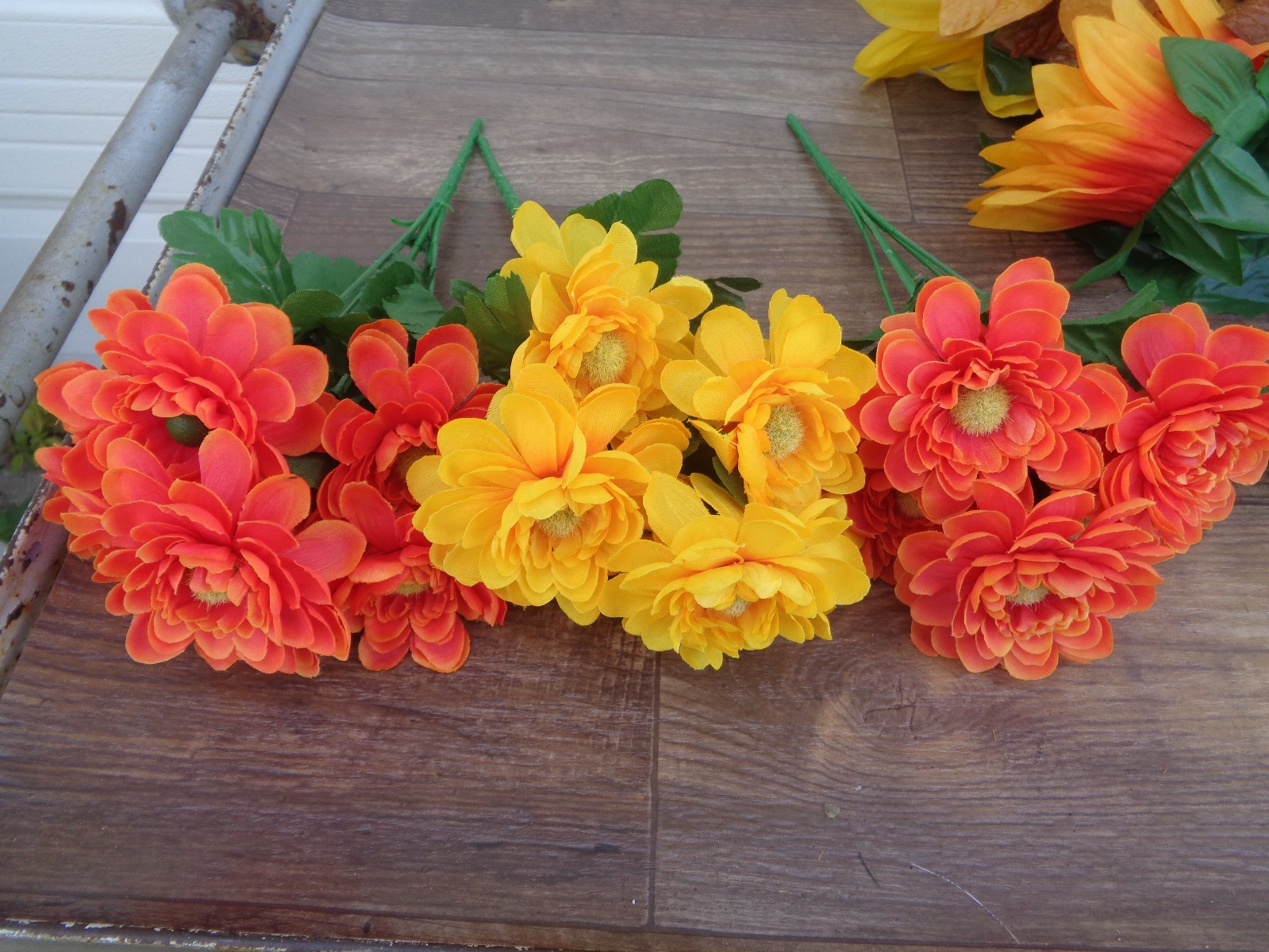 Faux Silk Fall/Autumn Flower Stems – 12″ -20″ – Lot of 9 + Scarecrows