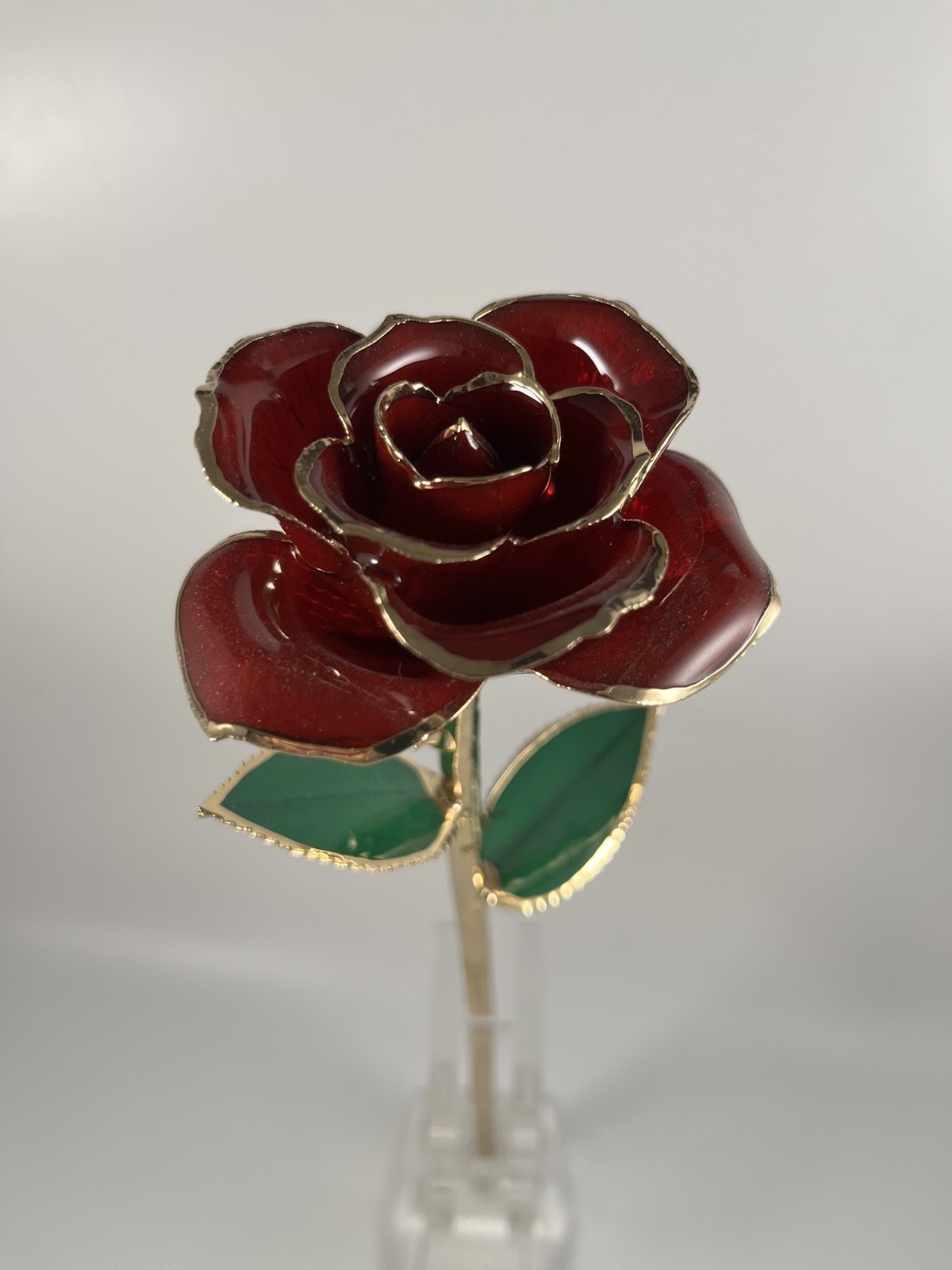 NIB DEFAITH 24K GOLD DIPPED RED WINE ROSE ANNIVERSARY GIFT w/BOX
