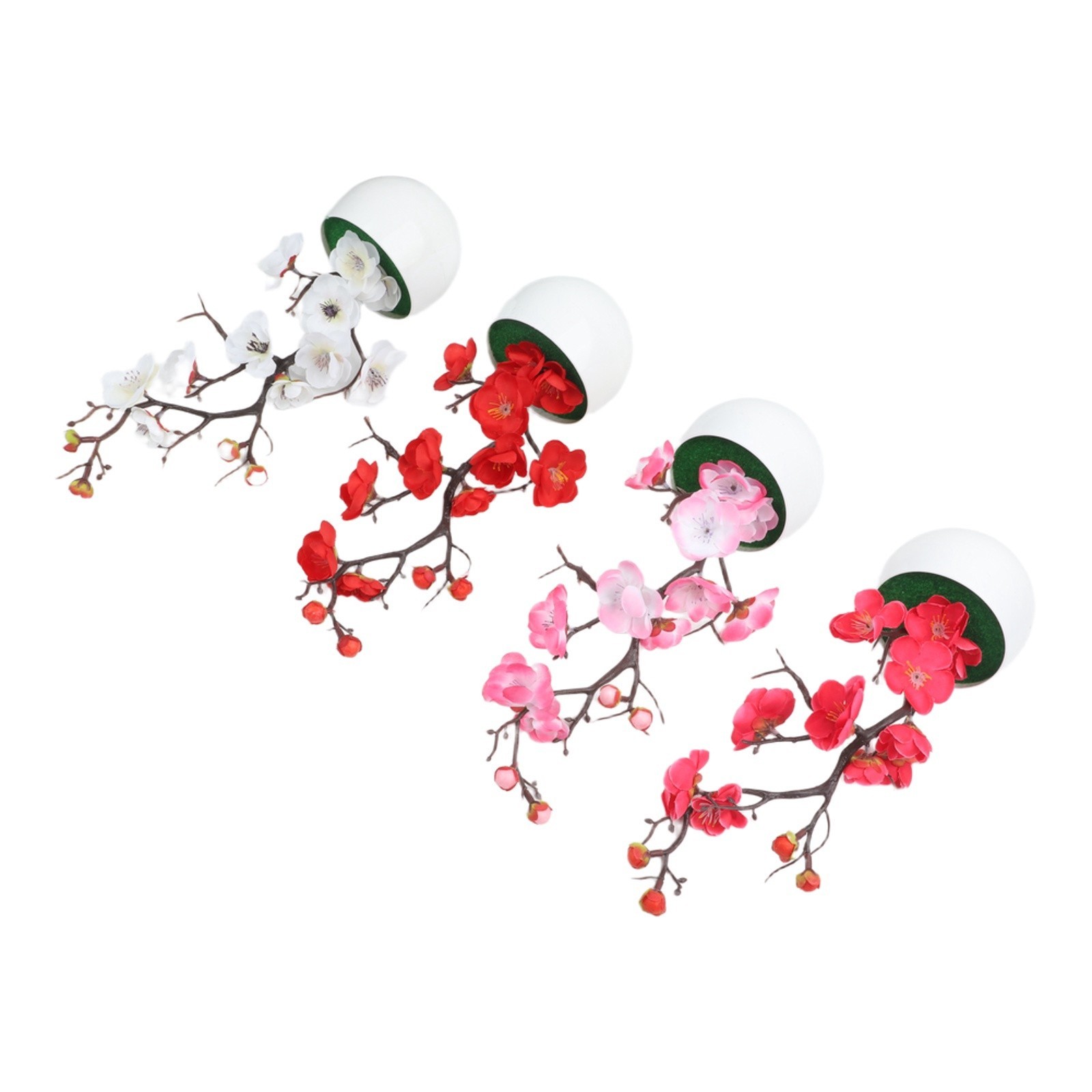 1pc Artificial Wax Plum Blossom Bonsai Branch for Indoor Outdoor Display