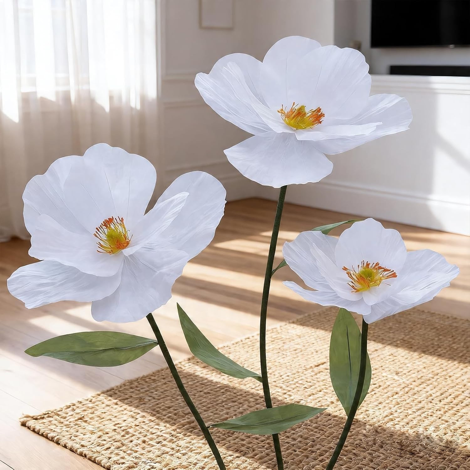Giant Poppy Artificial Flowers with Stand,Large Gradient Paper Flowers,Waterproo