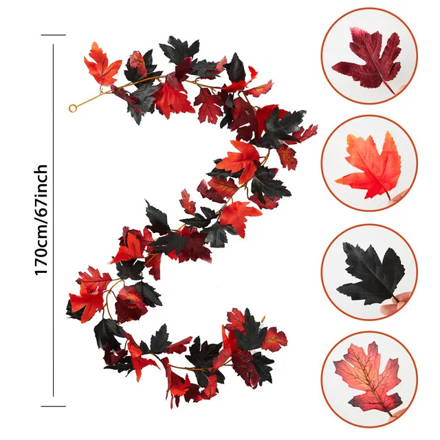 Thanksgiving Maple Leaf Vine Fall Garland Decoration – 6 ft/Christmas Decor