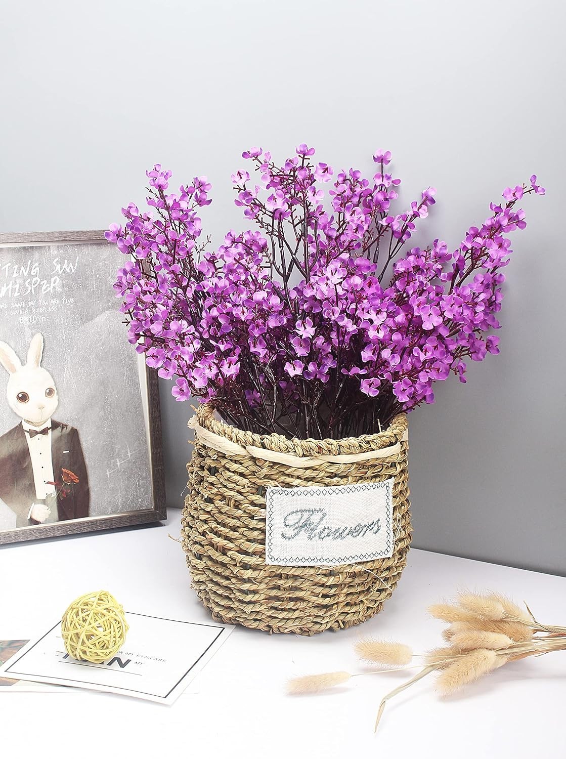 Realistic 6 Bundle Purple Baby’s Breath Fake Silk Plants for Indoor/Outdoor Use