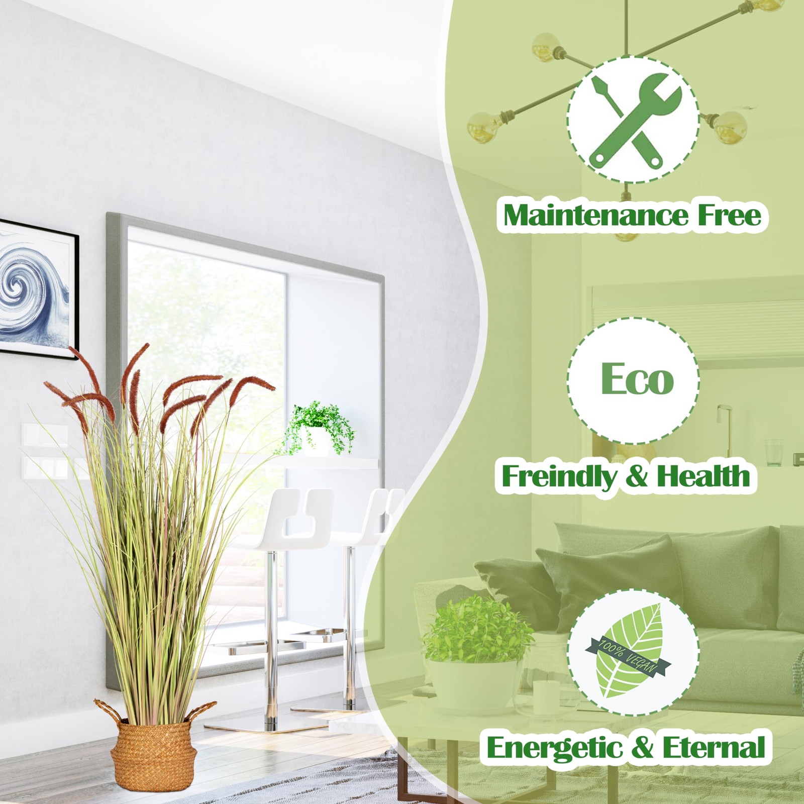4 FT 2-Pack Artificial Horsetail Reed Grass, Fake Topiary Plant Tree in Pot, …