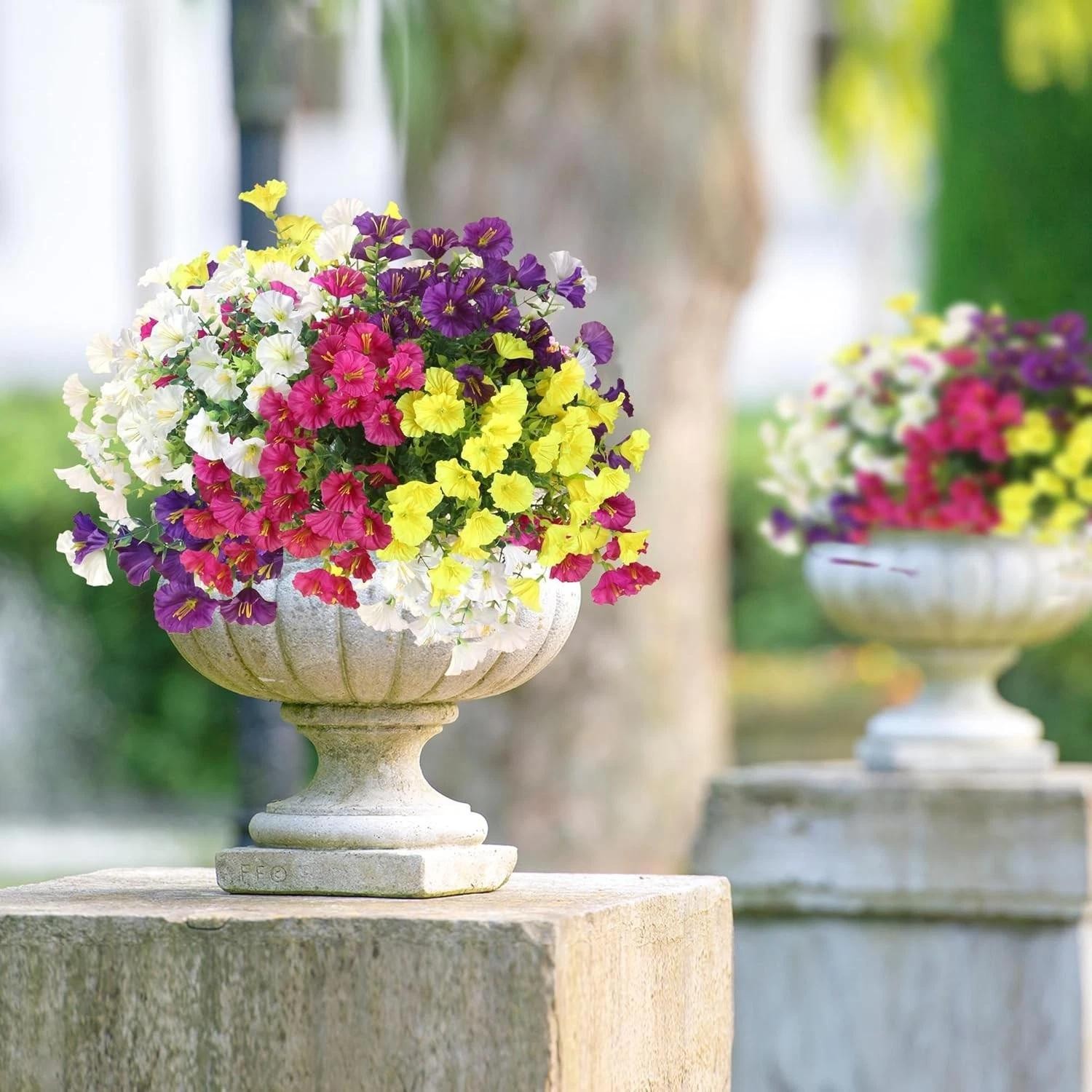 Artificial Flowers for Outdoors 12 Bundles Realistic Faux Plants Uv Resistant Fa