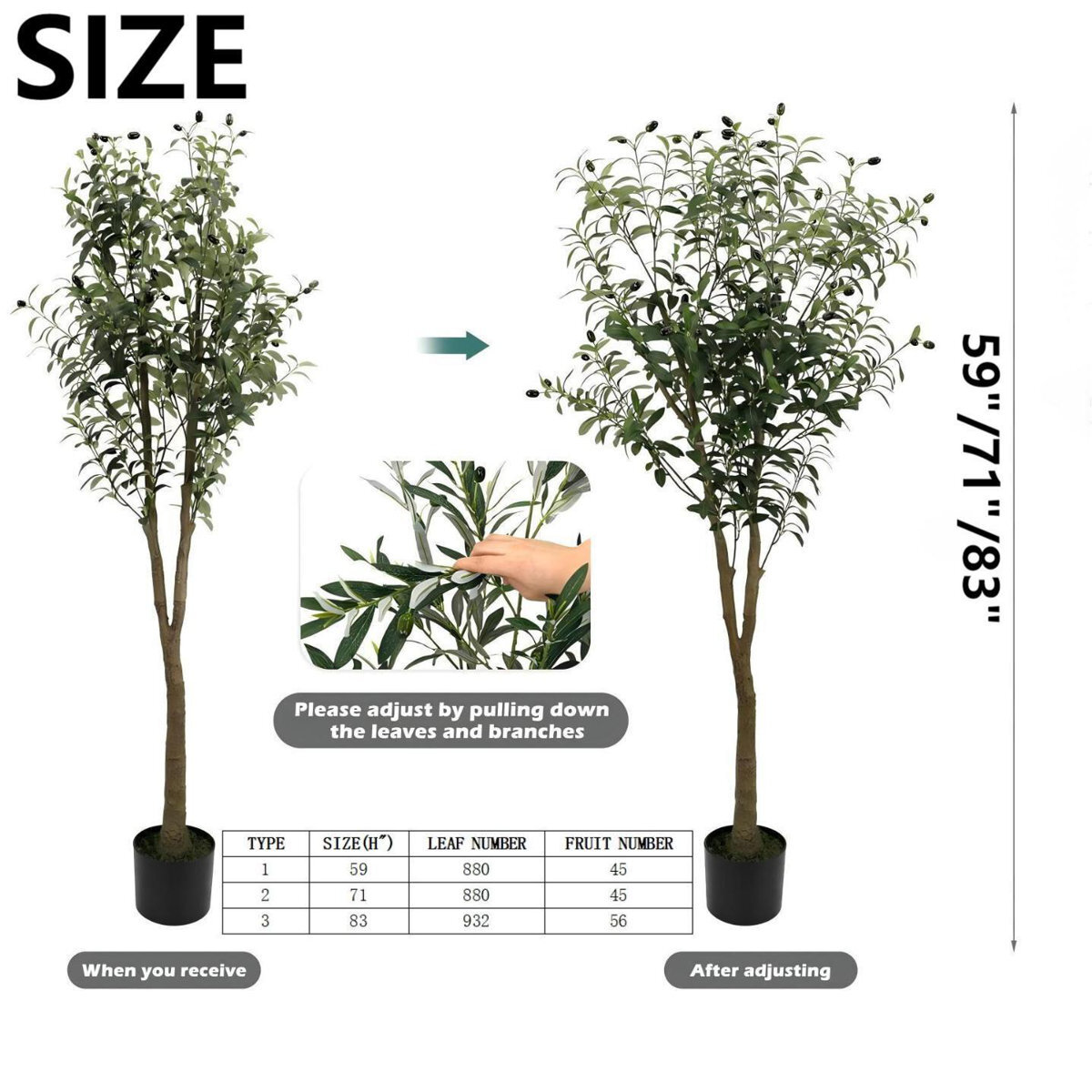 Nearly Natural Artificial Indoor Silk Faux Olive Tree for Home and Office Decor