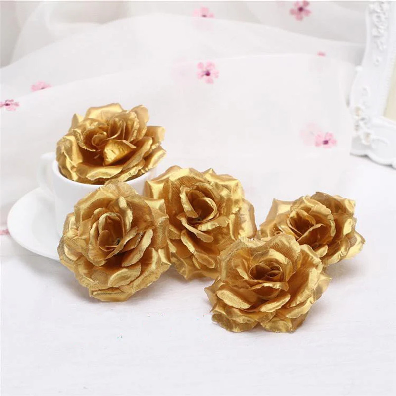10Pcs Deep Purple Silk Rose Flower Heads for DIY Wedding Home Decor