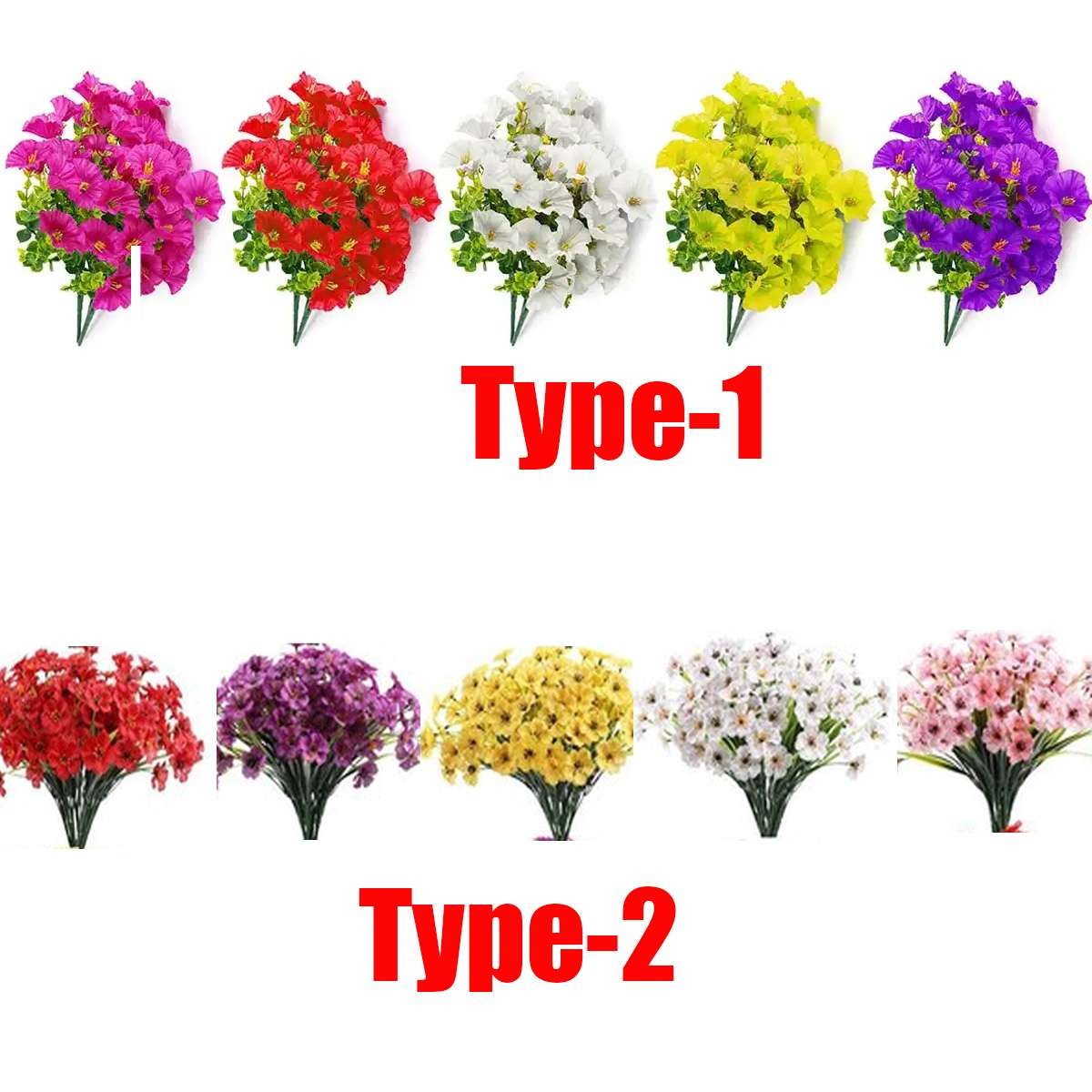 Artificial Flowers Bundles Outdoor Home Decor UV Resistant Fake Flowers Plants