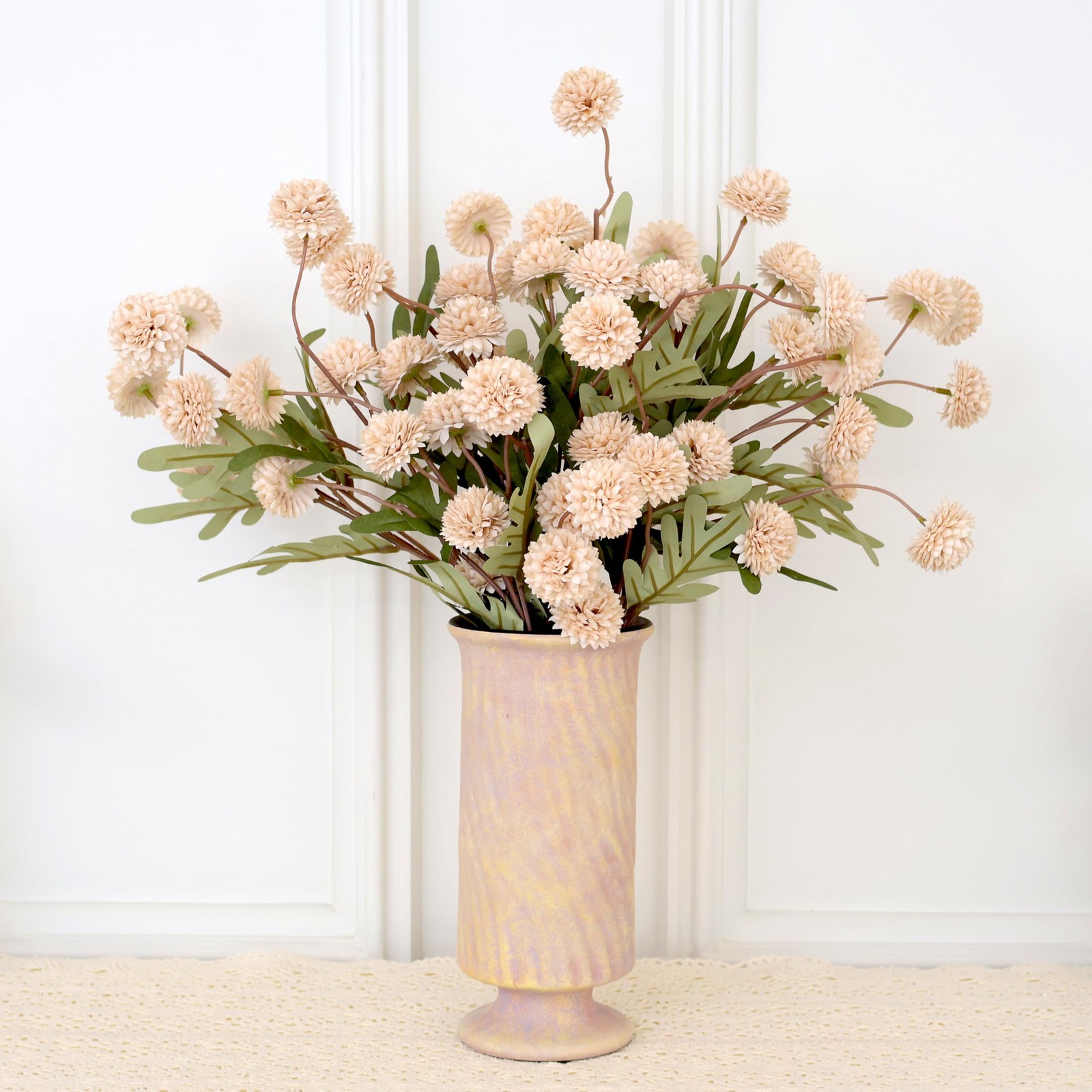 12Pcs Fake Kiku Flowers, Artificial Small Chrysanthemum Balls with Stems, Fau…