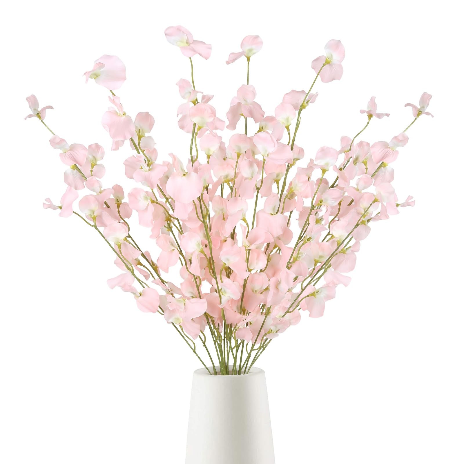8PCS Artificial Sweet Pea Flowers 39″ Fake Pink Flowers Long Stem Artificial …