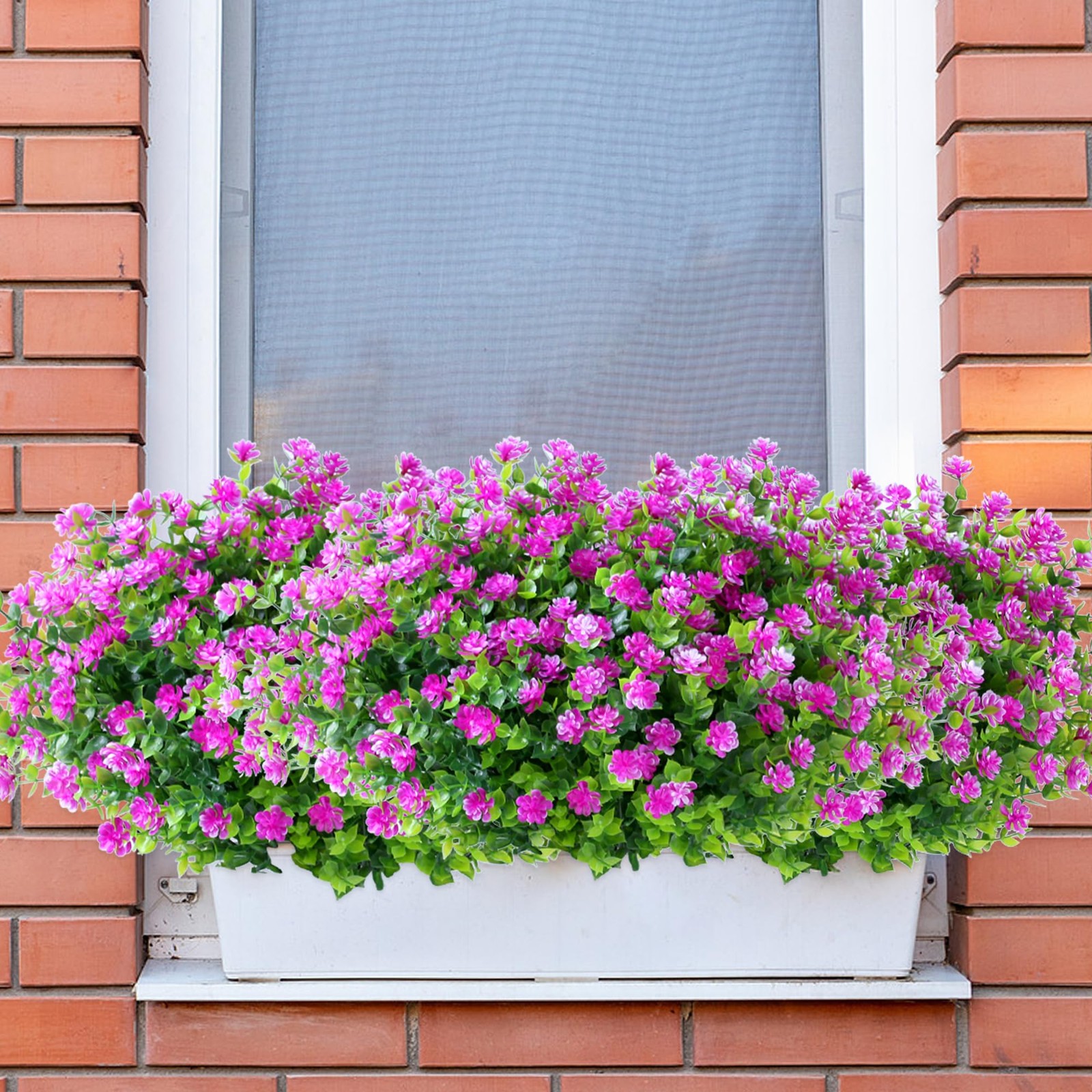 Artificial Flowers Outdoors UV Resistant, Fuchsia, 8 Bundles