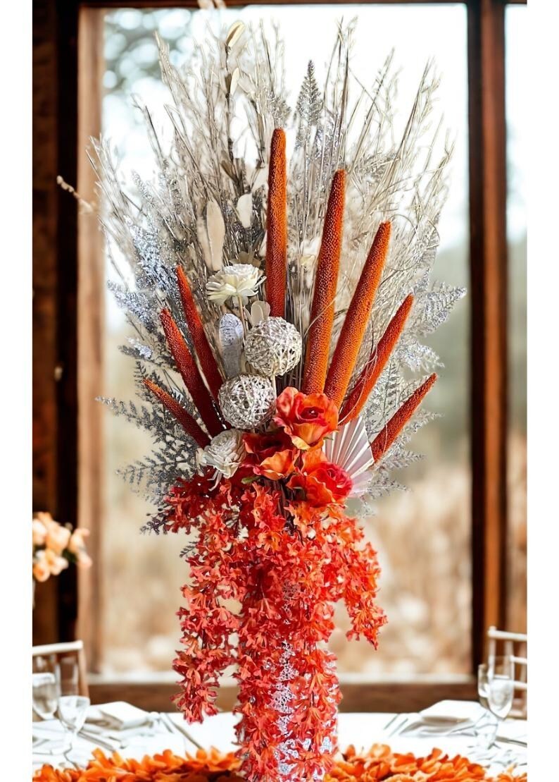 Tall Orange Wedding Centerpiece Elegant Living Dining Room Decor Bedroom Accent