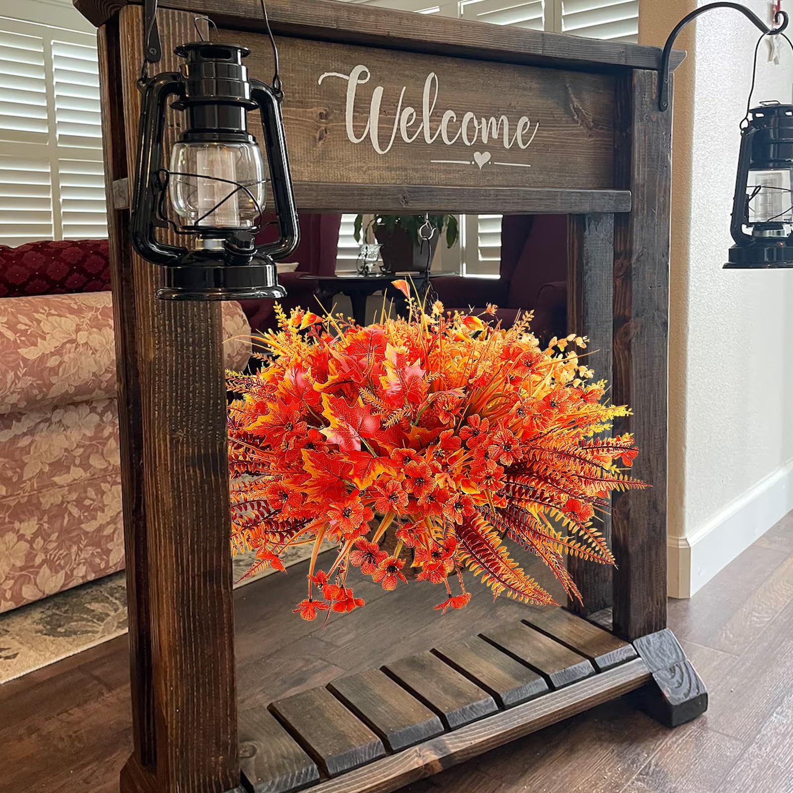 21 Bundles 9 Styles Artificial Fall Flowers for Outdoors Fall Decorations – U…