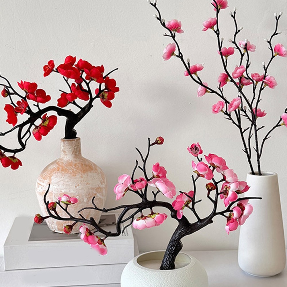 Fake Flower Arrangement Plum Blossom Bouquet Sustainable Choice Vibrant Colors