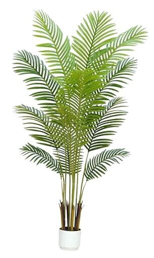 Artificial Palm Tree Indoor 5ft with White Pot,Realistic Leaves 5ft Palm Tree