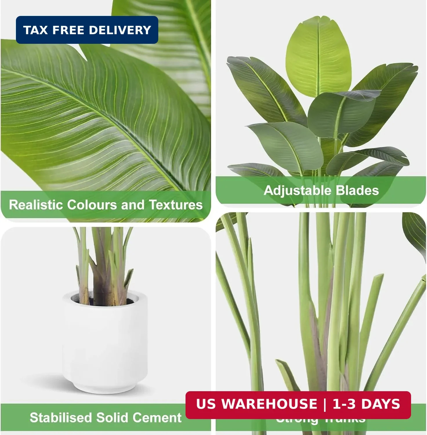 Artificial Bird of Paradise Plant 4Ft Tall Fake Tropical Palm Tree Large Fake Pl