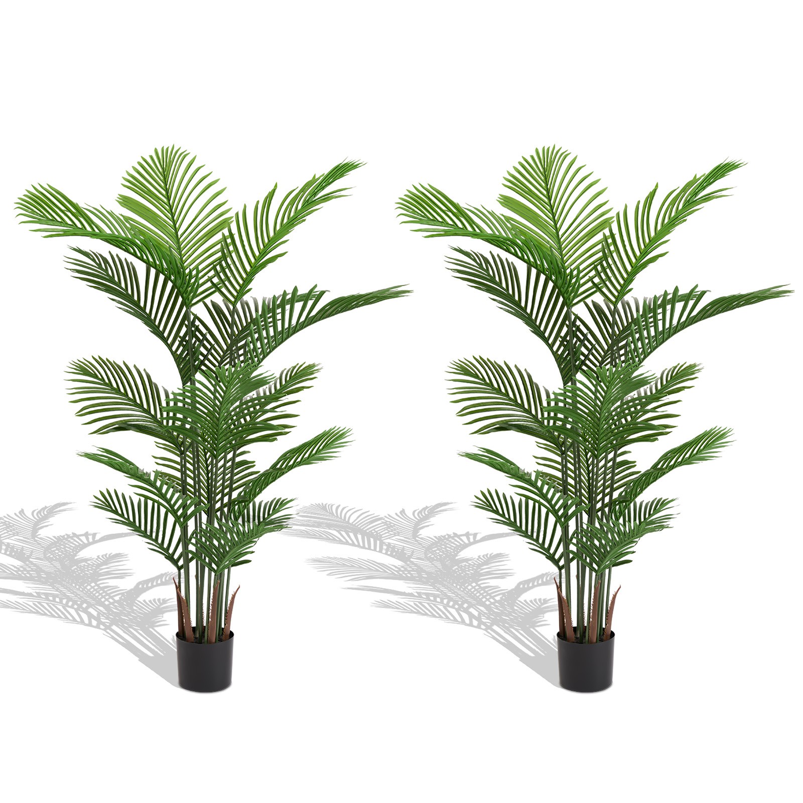 Artificial Areca Palm Plant 5.2ft Tall Faux Tropical Tree in Pot 2pcs/set