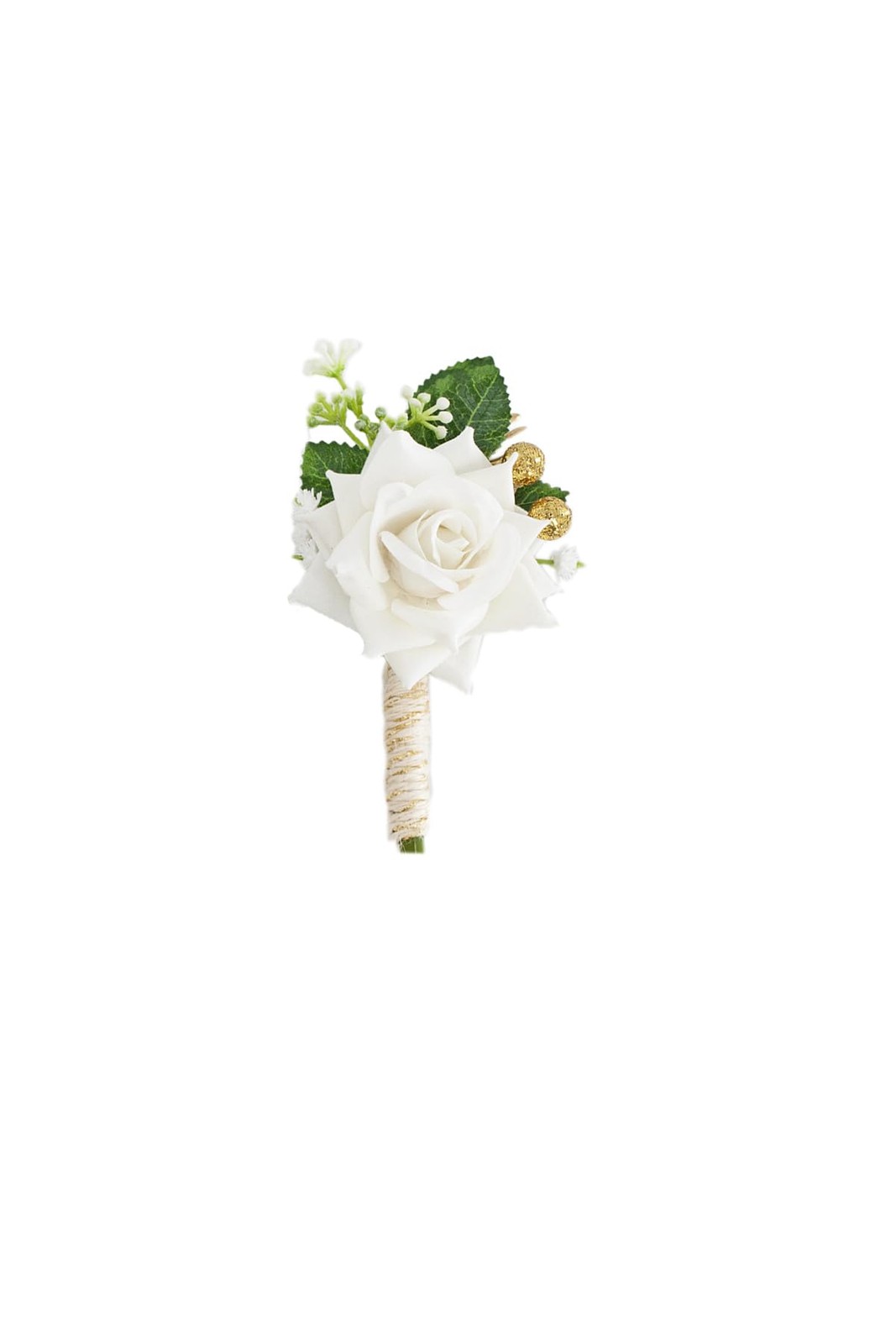 Ivory Rose Men Boutonniere For Wedding Groom Groomsmen Artificial 1 PCS