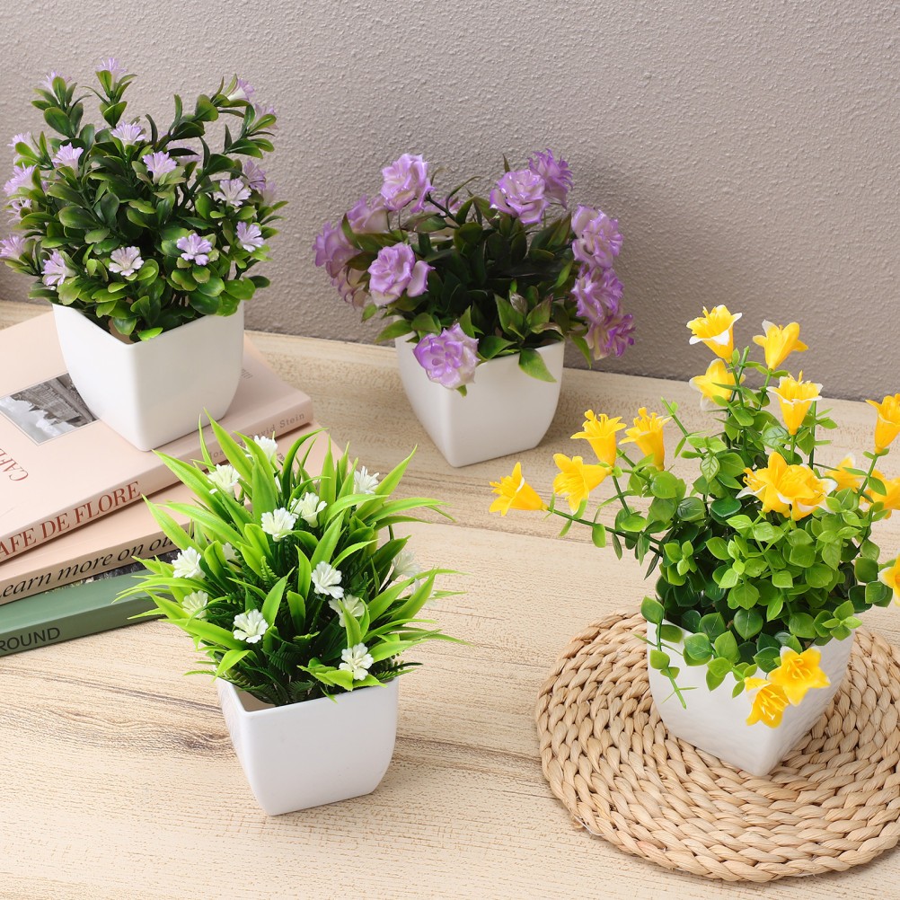 4 Pcs Realistic Fake Potted Plants Indoor Decoration Faux Plants