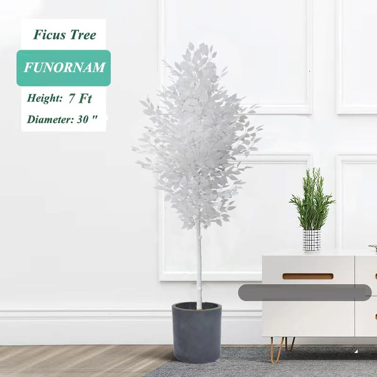 7ft Ficus Trees Artificial, Large White Fake Tree Faux Plant for Home Indoor …
