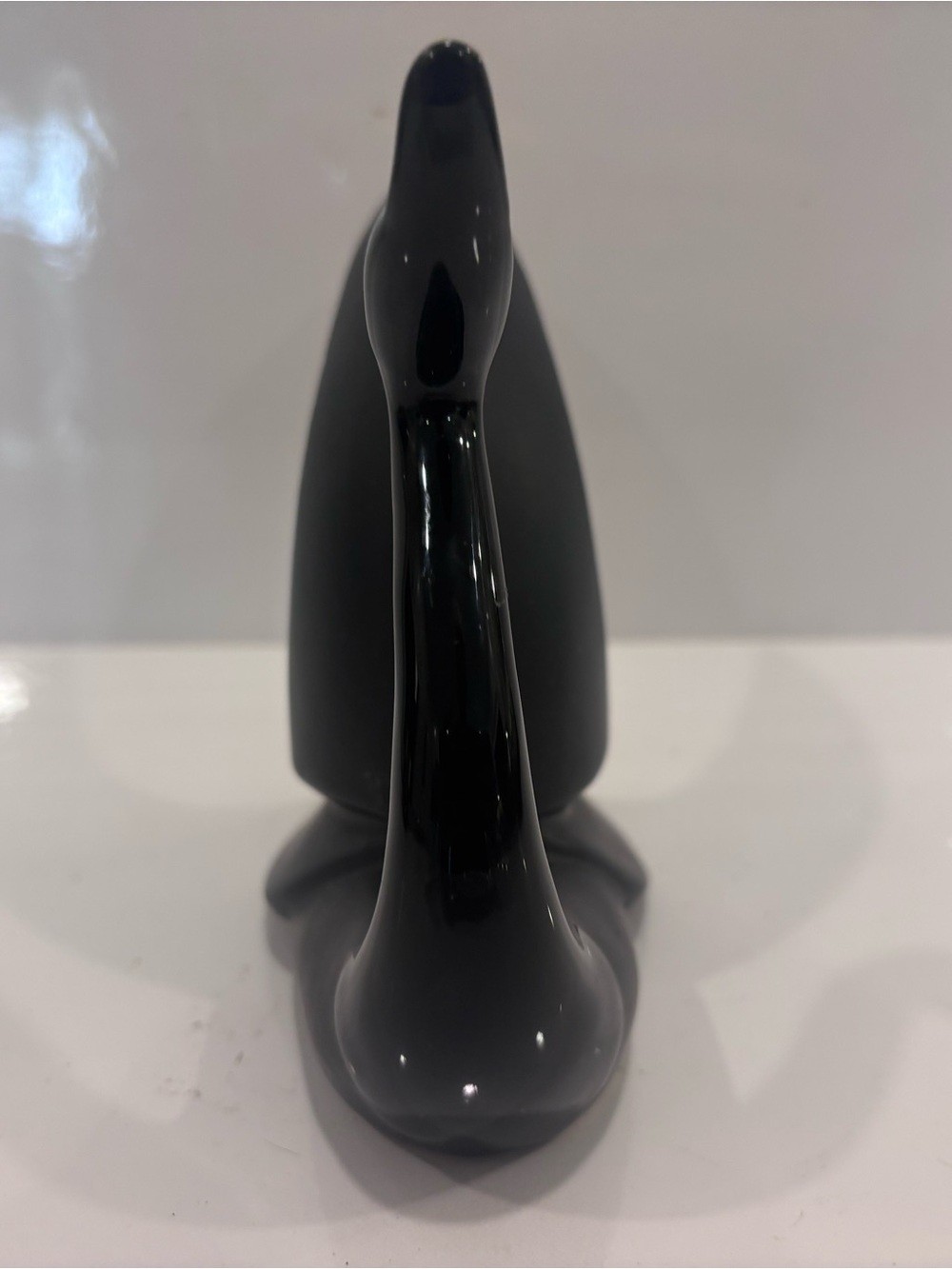 Vintage Mid-Century Modern Abstract Swan Ceramic Sculpture Blue Black MCM Decor