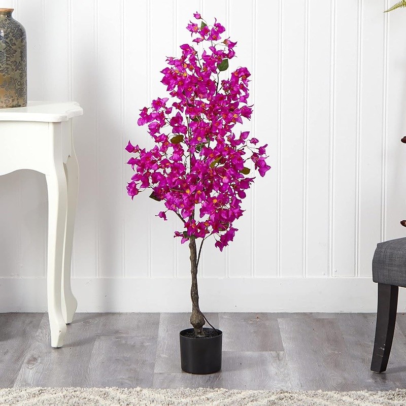 Artificial Bougainvillea Tree 4ft Lifelike Flowers Indoor Decor No Maintenance