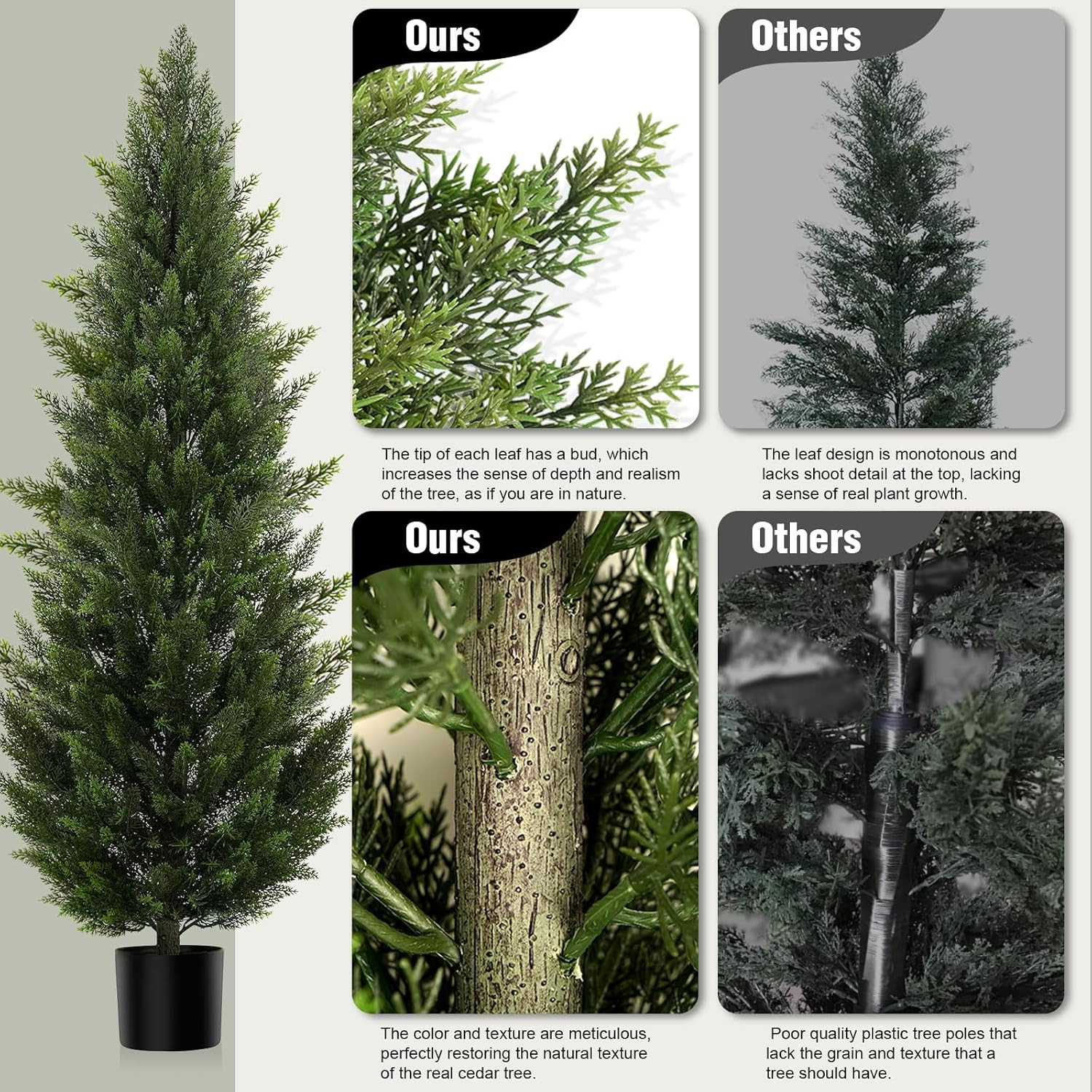 Vitalismo Outdoor Artificial Cedar Topiary Tree, Faux Evergreen Shrubs for Front