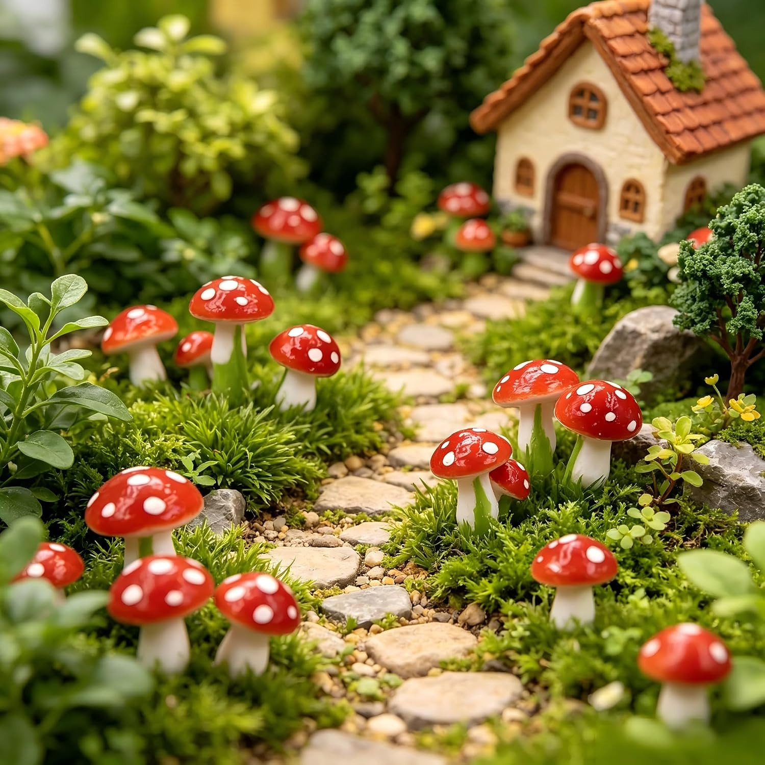 Terrarium Decorations Mushrooms Mini: 100PCS Realistic Moss Accents for Bonsai L