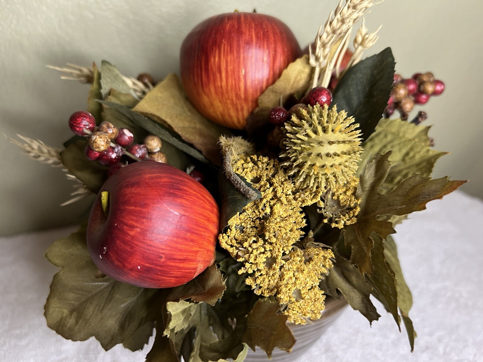Apple Floral Decor Arrangement with Vase Artificial Faux Home Decor