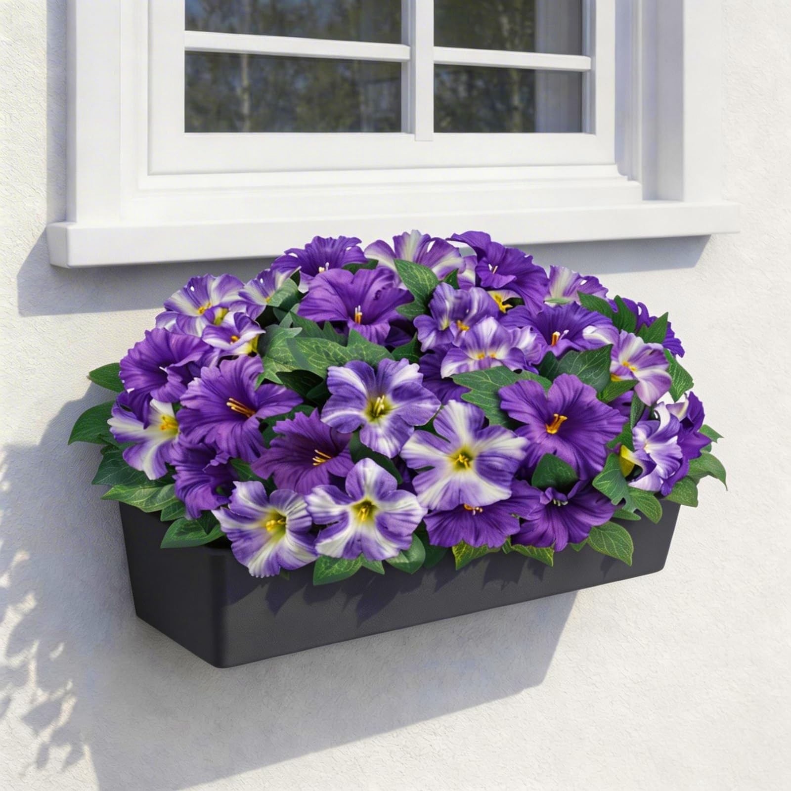 6Pcs Artificial Petunias for Outdoors UV Resistant Purple Faux Petunias for O…