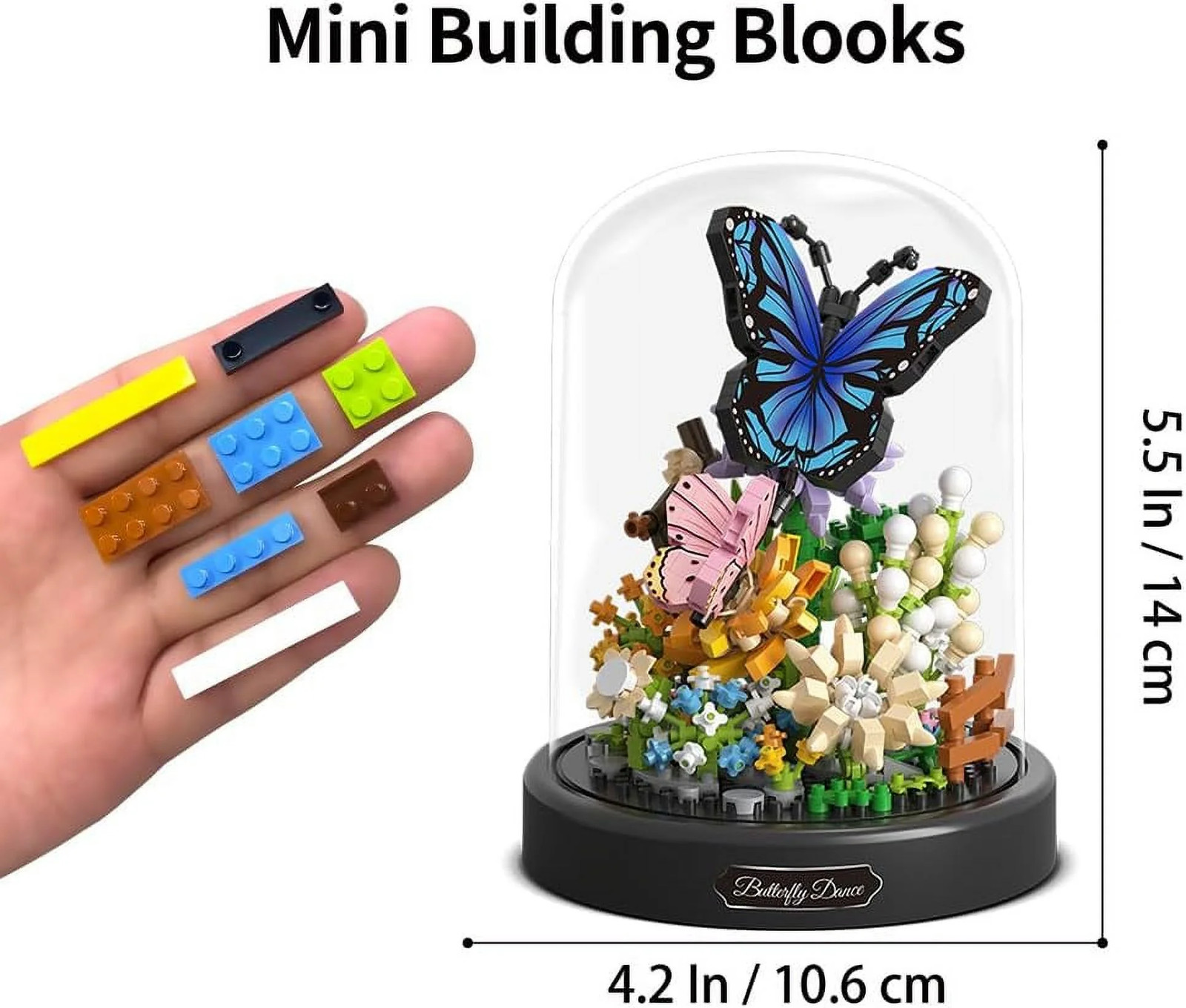 Flower Bouquet Butterfly Building Set, Bonsai Tree Building Kit with Dust Cover,