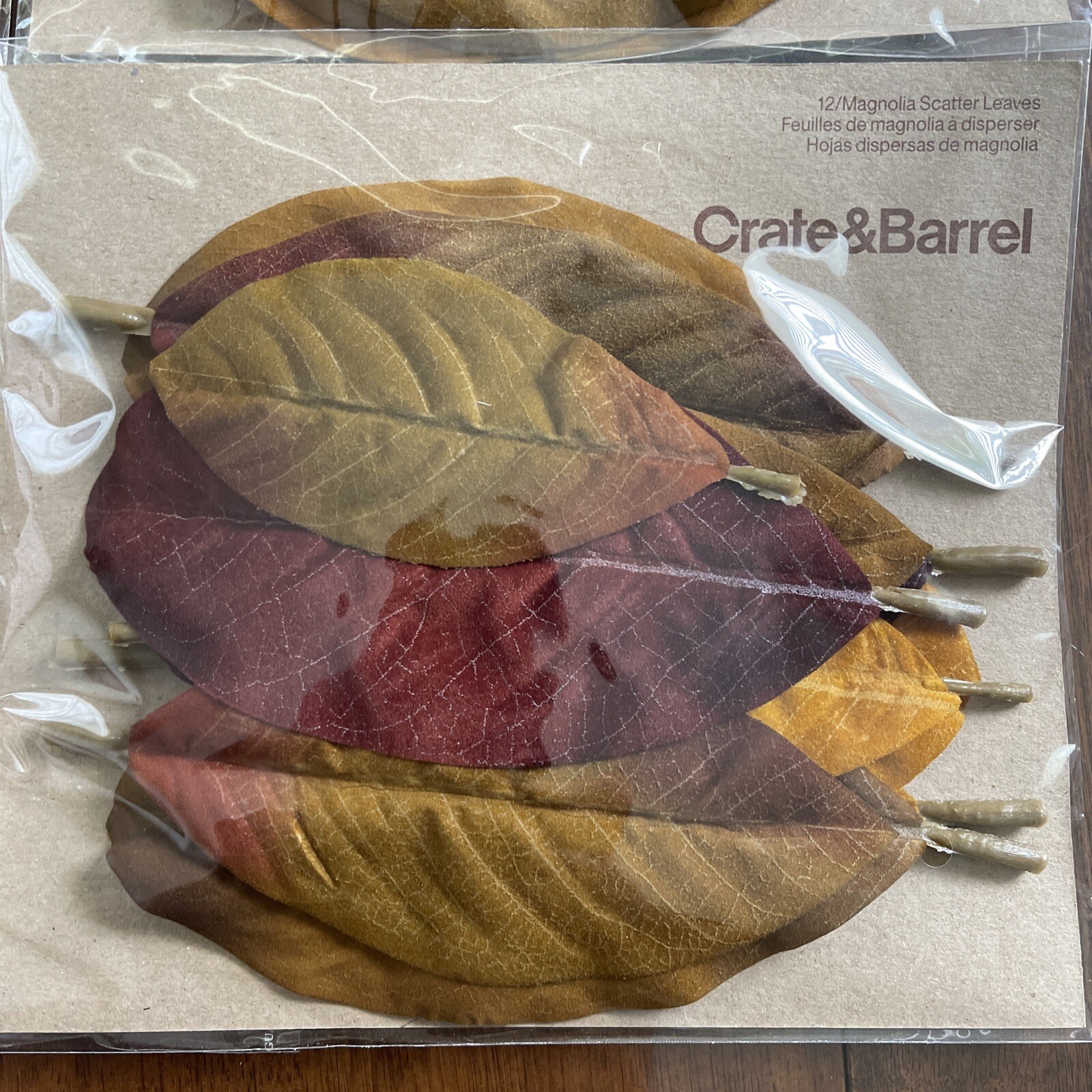 NIP 4 Crate & Barrel Set 12 Magnolia Scatter Leaves Fall Autumn Thanksgiving