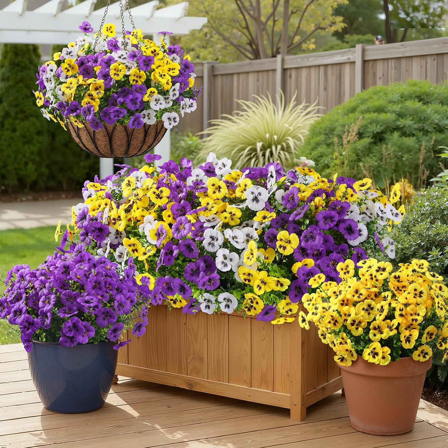 Alupssuc 48 Bundles Artificial Flowers for Outdoors, Fake Spring Flowers for Dec
