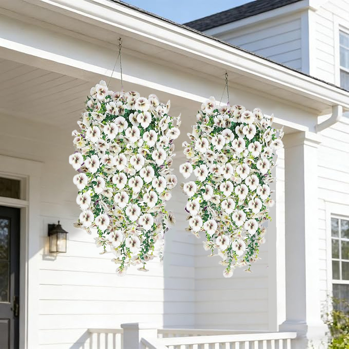 4 Pcs Artificial Flowers UV Resistant No Fade Fake Hanging Flowers Plants Faux