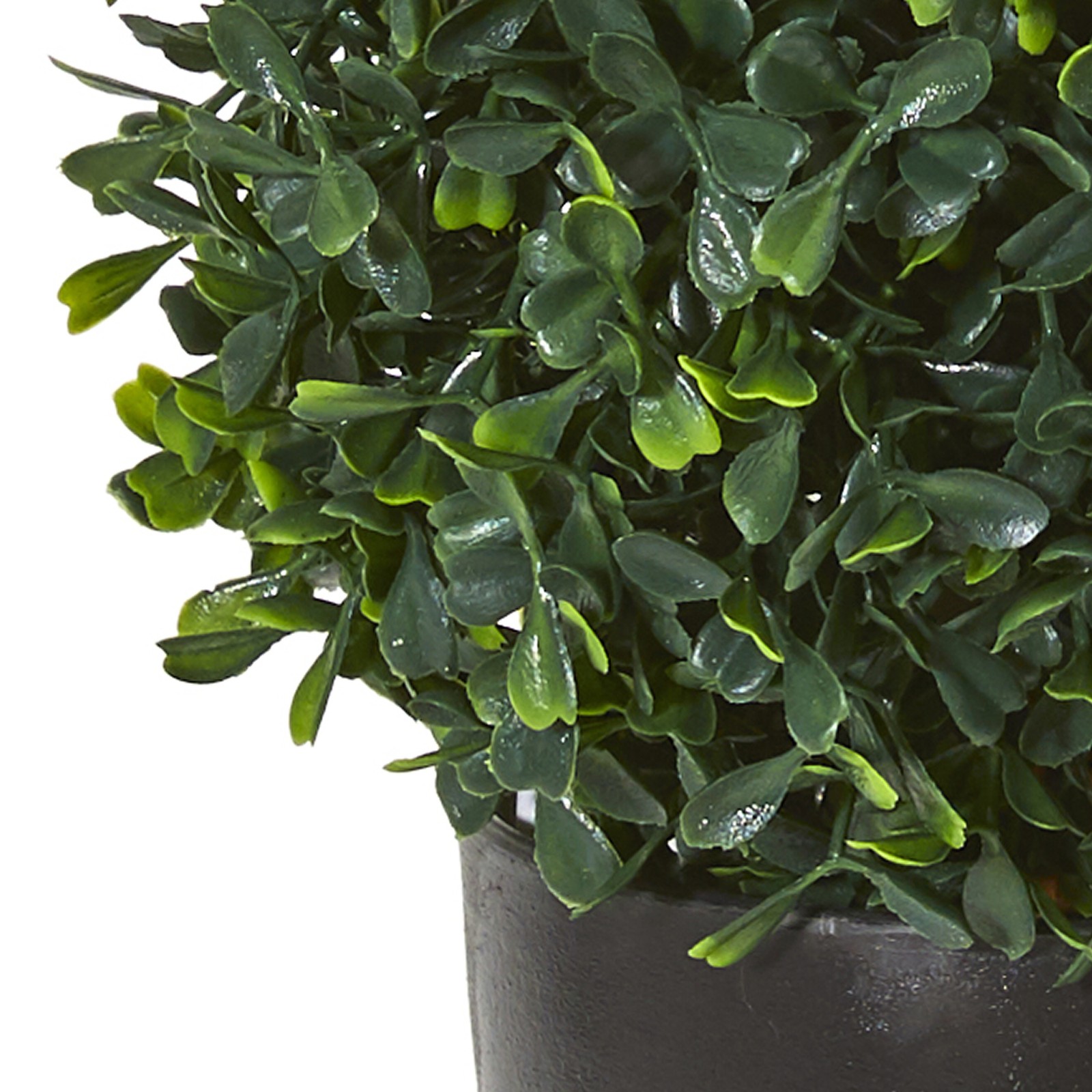 Indoor/Outdoor 13″ Boxwood Topiary Artificial Plant UV Resistant in Green/Black