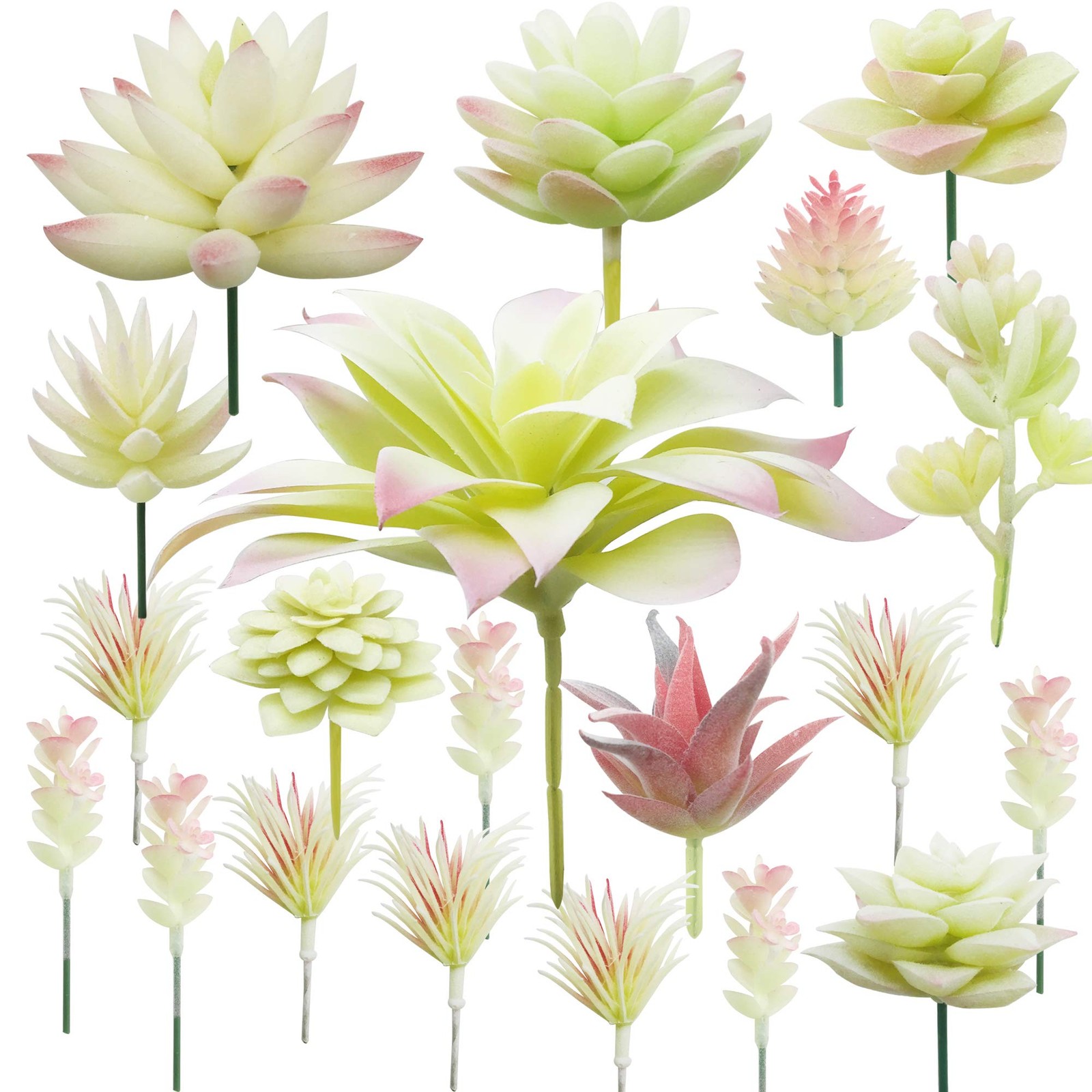 20 PCS Artificial Succulents Picks Creamy White Artificial Succulent Plants, …