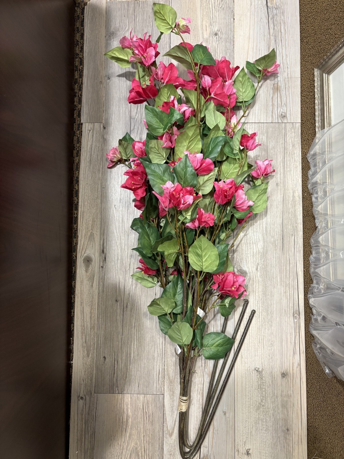 NEW POTTERY BARN Faux Pink Bougainvillea Flowers 48″ Tall Branch Stems Decor NWT